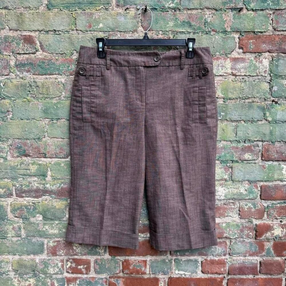 Y2K Larry Levine Trouser Shorts Women's Size 10‎ Low Rise Brown Cuffed Dress